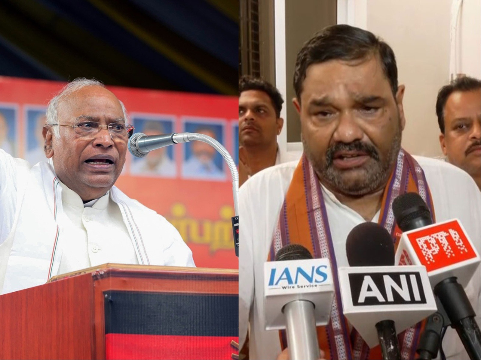 Congress National President Mallikarjun Kharge, BJP leader Debashish Samantaray (Photo/ANI)