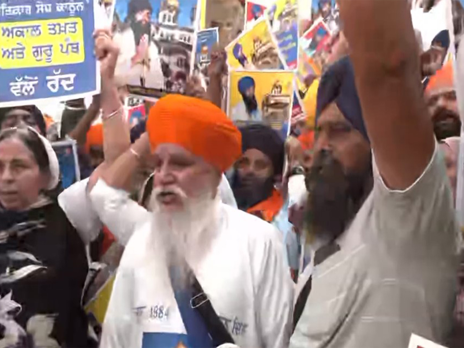 Posters of Jarnail Singh Bhindranwale distributed at Akal Takht Sahib (Photo/ANI)