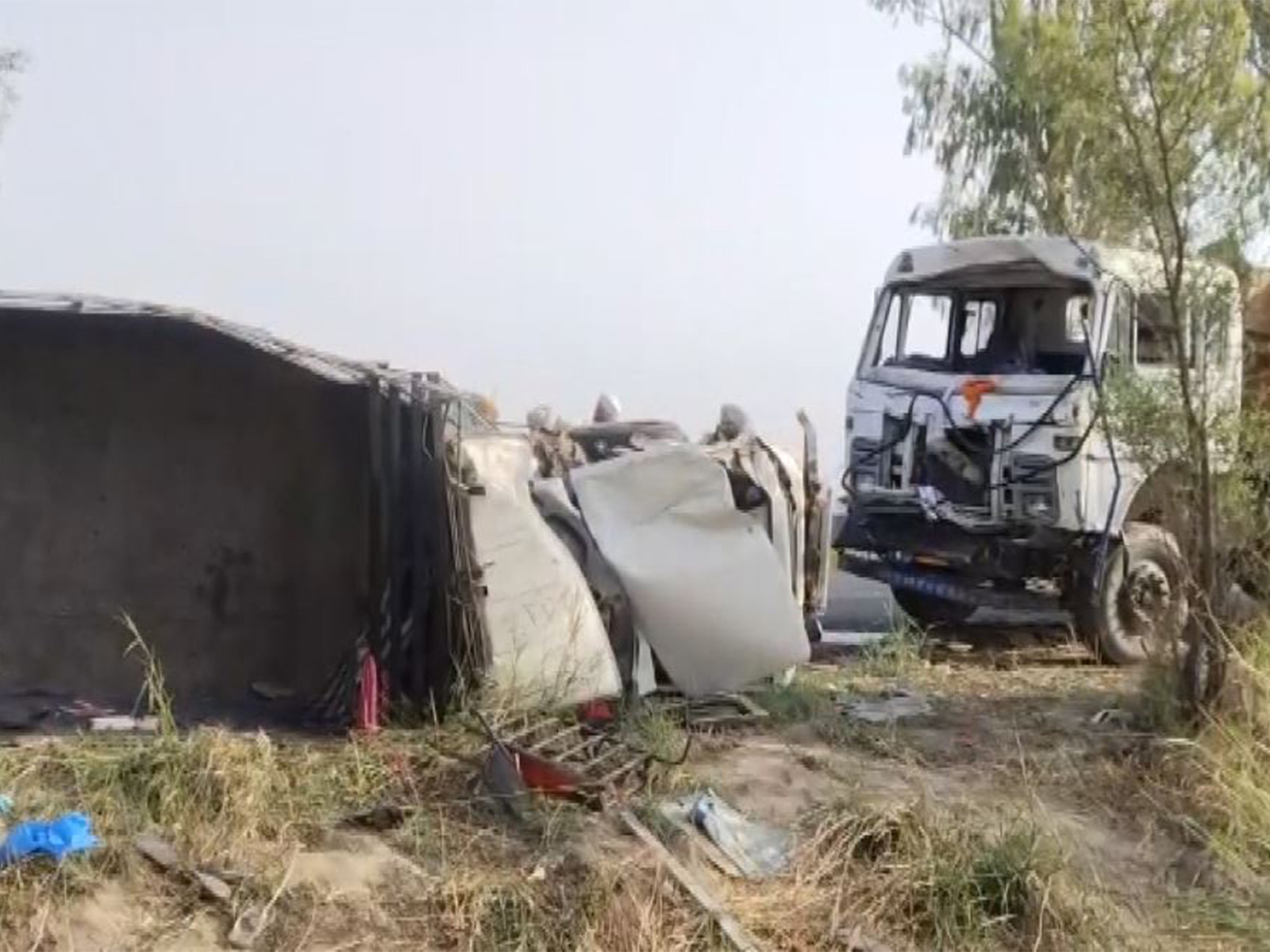 Visual of truck and jeep involved in the deadly collision in Ferozepore, Punjab (Photo/ANI)