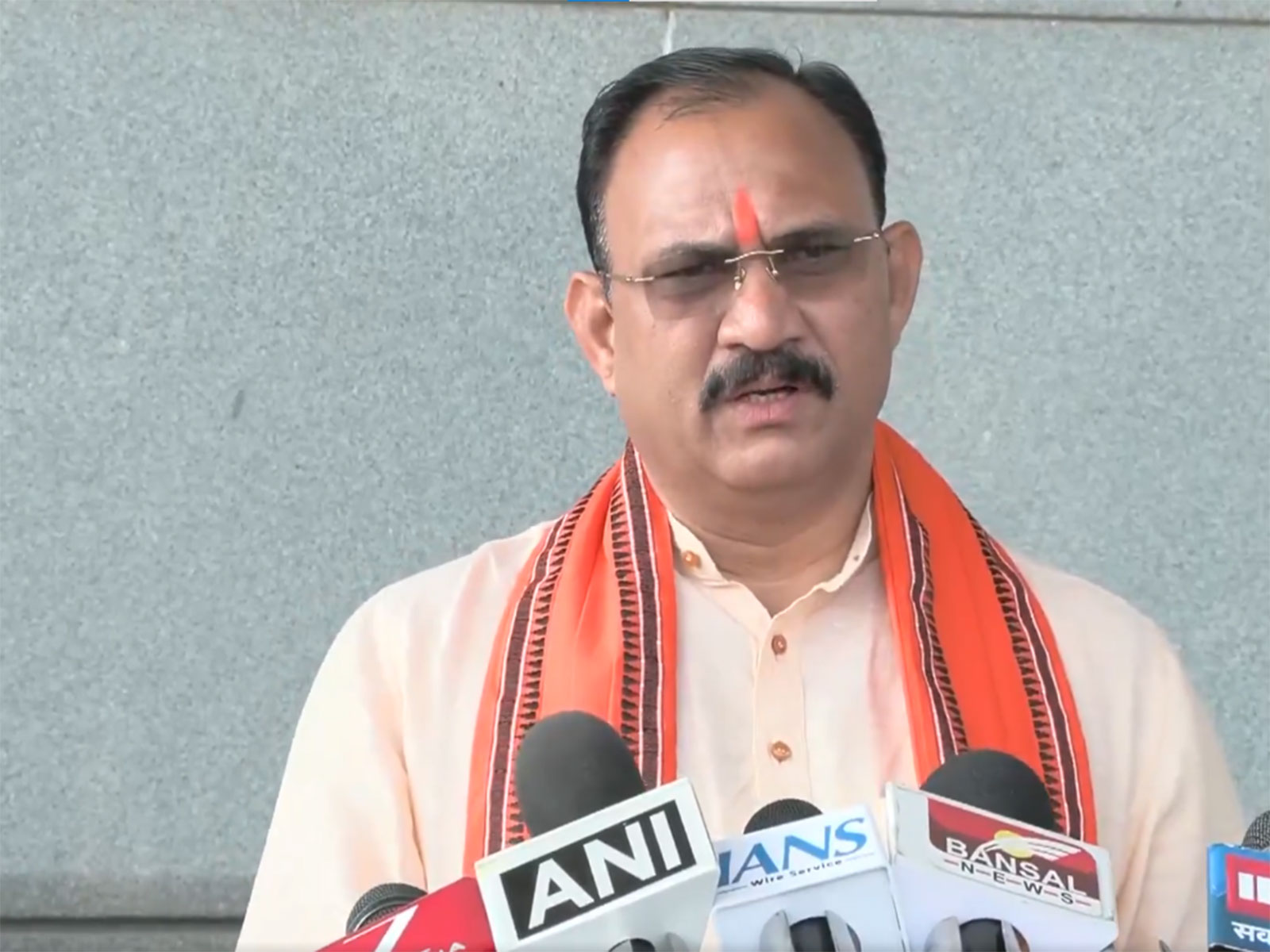 Chhattisgarh Health Minister Shyam Bihari Jaiswal addresses reporters in Raipur (Photo/ANI)