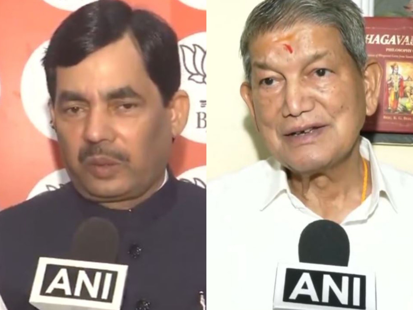 BJP leader Syed Shahnawaz Hussain (L) and Congress leader Harish Rawat (R) (Photo: ANI)