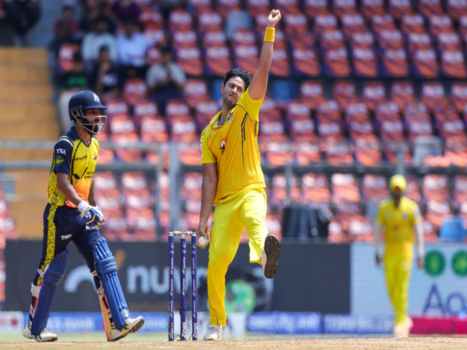 hivam Dube of ARCS Andheri bowls during a T20 Mumbai Lague match. (File Photo: MCA)