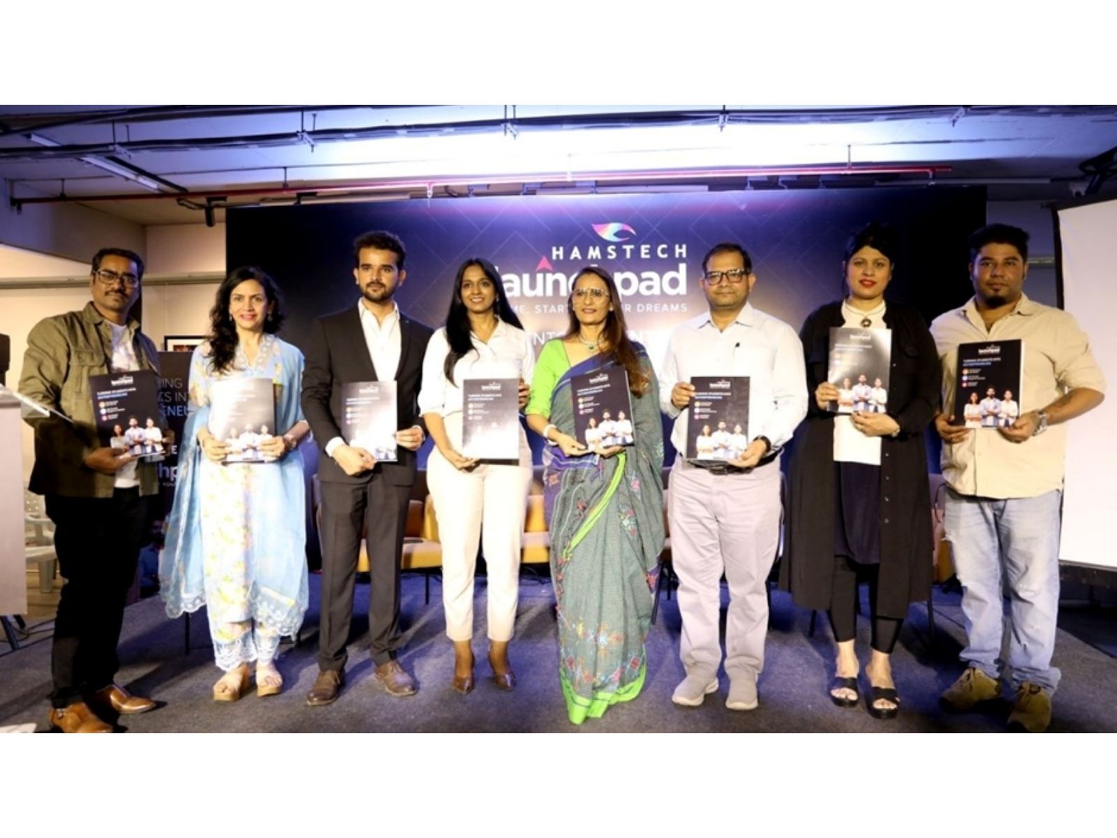 Mrs. Ajita Reddy, CEO of Hamstech, along with Chief Guest Dr. Shreekant Sharma, faculty members, and the Hamstech team, officially unveiled Hamstech Launchpad.