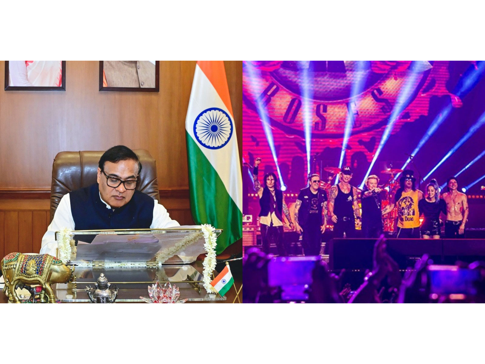 Assam CM Himanta Biswa Sarma and Guns N Roses (Photo/ANI/GunsNRoses)