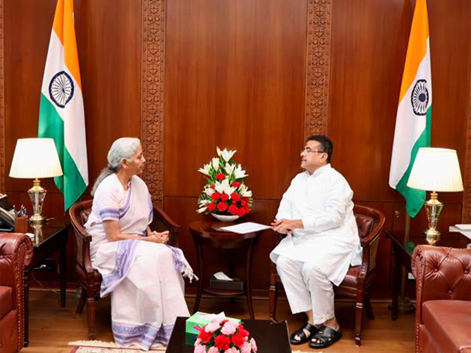 Union Finance Minister Nirmala Sitharaman meets West Bengal Chief Minister Suvendu Adhikari (Photo/PIB)