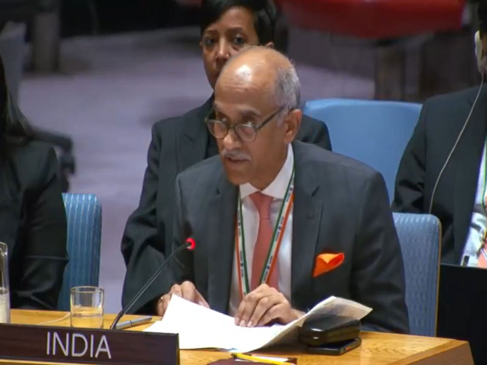 India's Ambassador to the United Nations, Parvathaneni Harish, addresses the UN Security Council. (Image Source: UN Web TV)