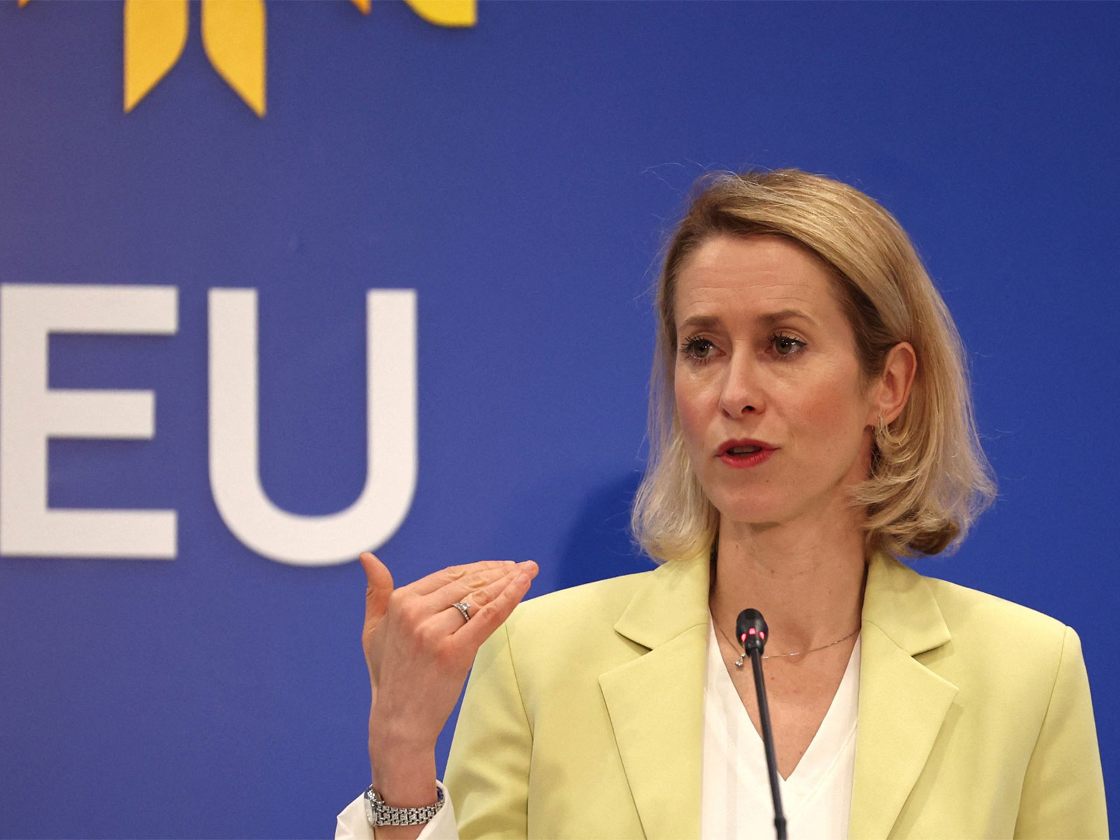 EU High Representative of Foreign Affairs and Security Policy, Kaja Kallas attends a press conference during an Informal meeting of EU defence ministers in Nicosia, Cyprus (Photo/Reuters)