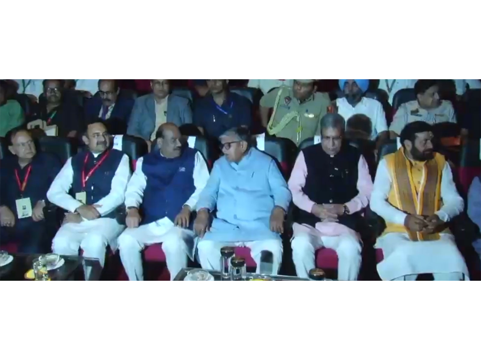 Lok Sabha Speaker Om Birla, Haryana Governor Professor Ashim Kumar Ghosh, Punjab Governor Gulab Chand Kataria, and Haryana Chief Minister Nayab Singh Saini (Photo/ANI)
