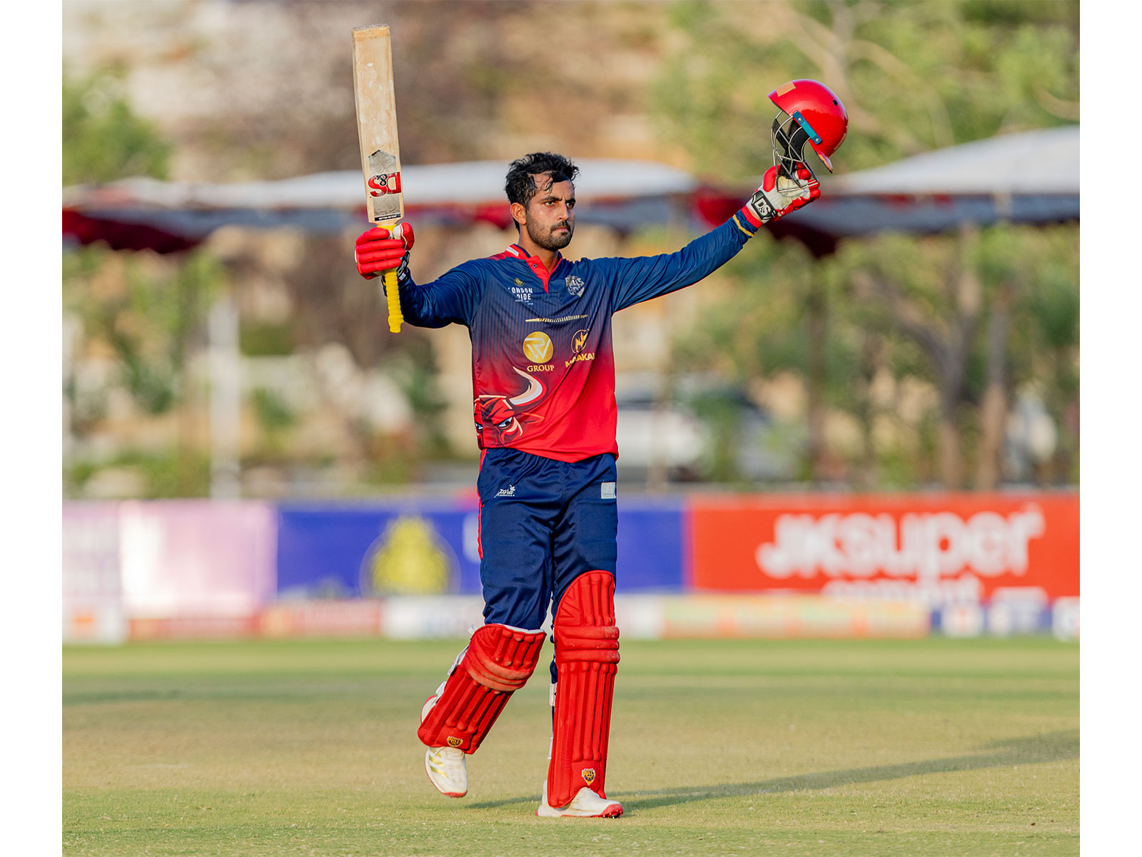 Bundelkhand Bulls' Parth Goswami celebrates after scoring century (Image: MPL)