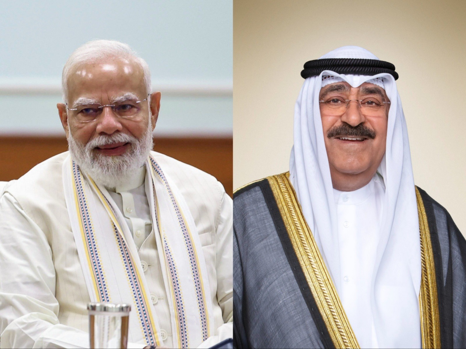  Prime Minister Narendra Modi and Amir of the State of Kuwait, Sheikh Meshal Al-Ahmad Al-Jaber Al Sabah (Photo: ANI/Al Diwan Al Amiri)