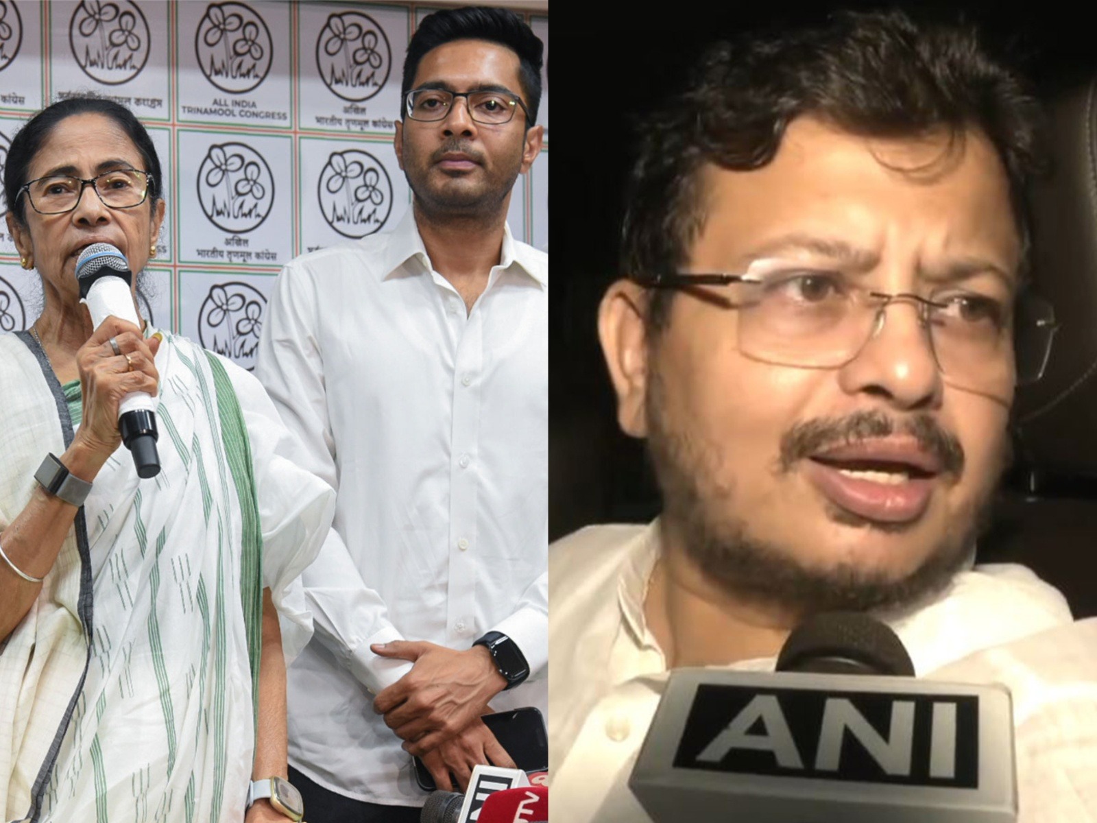 TMC supremo Mamata Banerjee, party MP Abhishek Banerjee and expelled TMC leader Ritabrata Banerjee amid escalating political developments in the state (Photo/ANI)