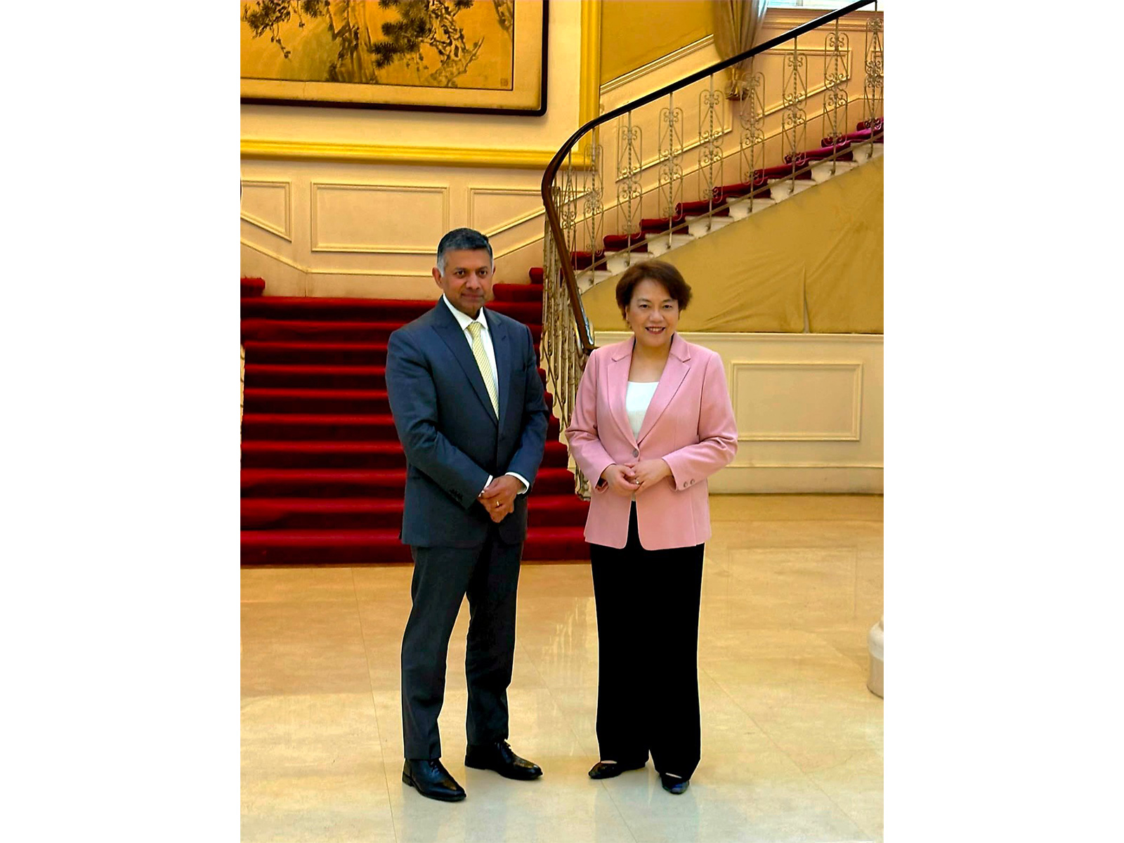 Indian Ambassador to China, Vikram Doraiswami with  Chen Bo, President of the China Institute of International Studies(CIIS) (Photo: X@EOIBeijing)