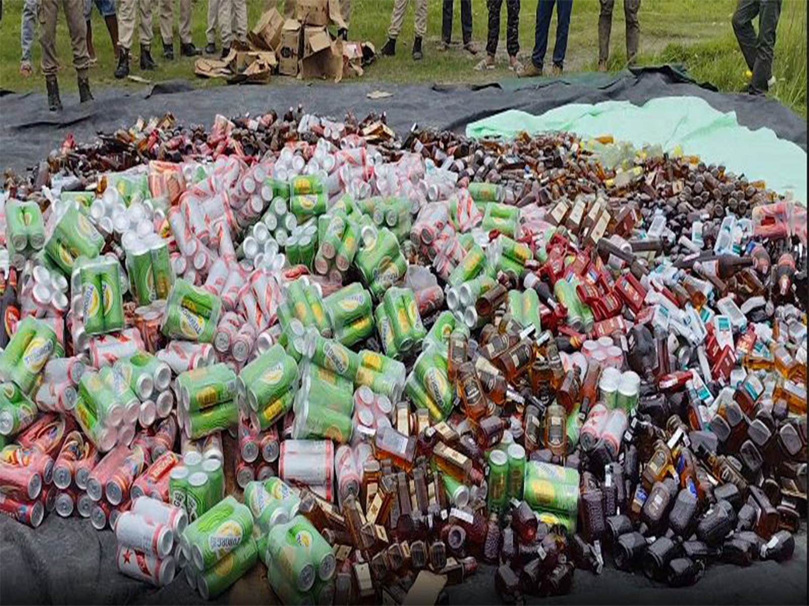 Illegal liquor worth Rs 15 lakh destroyed in dry Assam's Majuli (Photo/ANI)