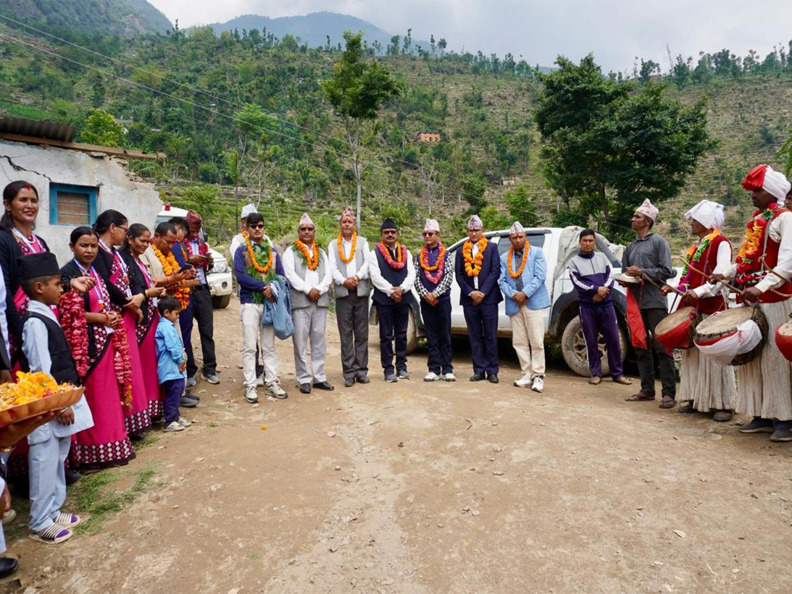 Officials and local residents attend the foundation stone-laying ceremony for a new school building in Kalikot, Nepal, supported by Indian assistance. (Image Source: Indian Embassy in Kathmandu)