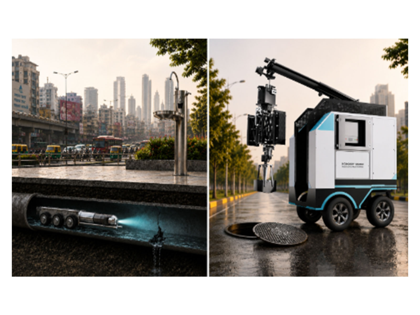 ENDOBOT enables robotic inspection to detect defects inside water, sewer, & stormwater pipelines, while HOMOSEP eliminates manual scavenging through mechanized manhole cleaning