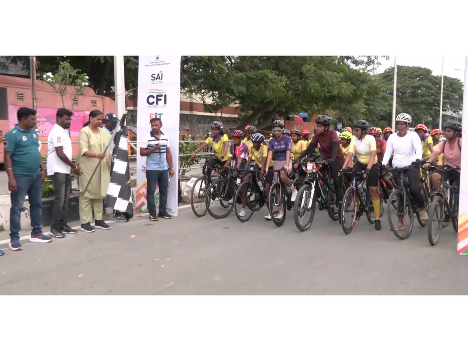 Cyclists during the Asmita Khelo India Cycling League in Chennai. (Photo: ANI)