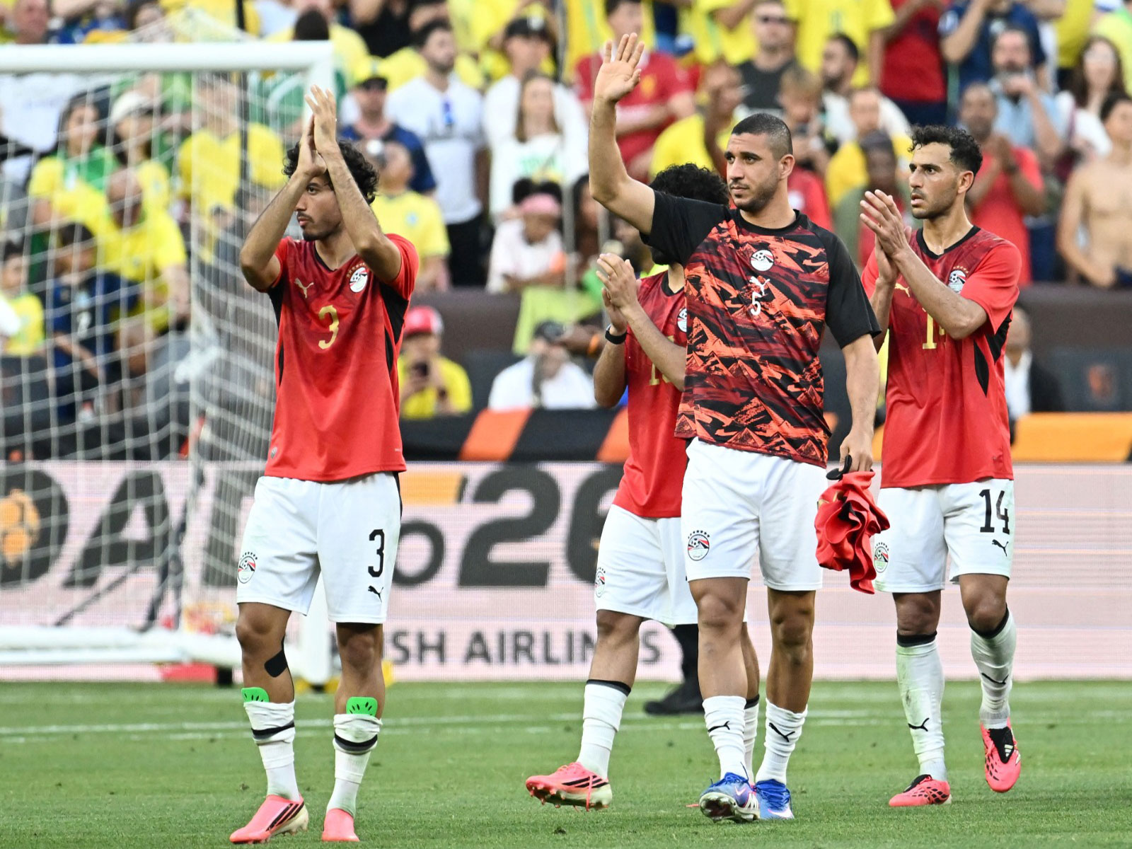 Football - International Friendly - Brazil v Egypt - Huntington Bank Field, Cleveland, Ohio, U.S. - June 6, 2026 Egypt's Mohamed Hany and Ramy Rabia applaud fans after the match. (Photo: Reuters)
