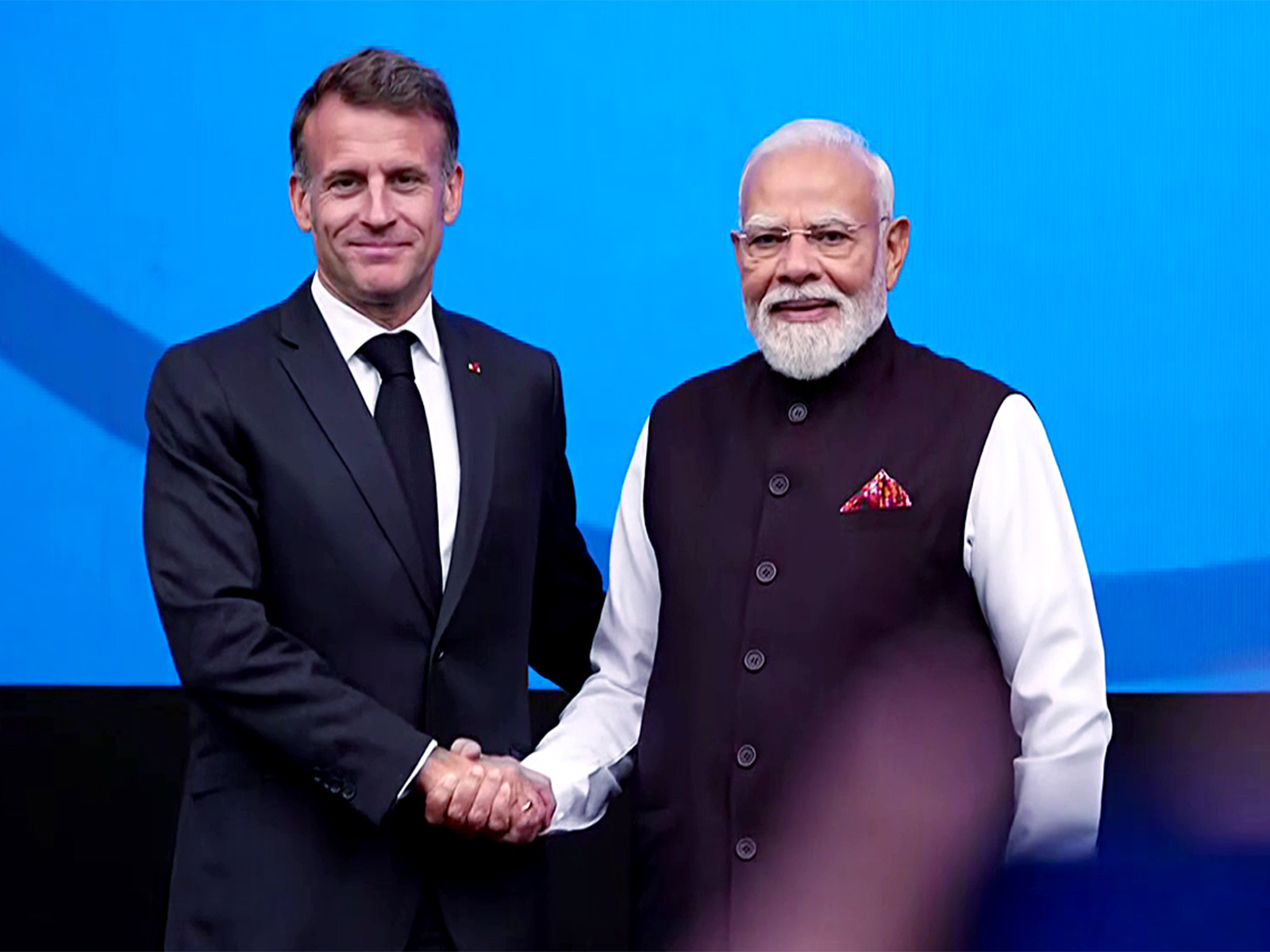Prime Minister Narendra Modi with French President Emmanuel Macron (Photo/DD/ANI)