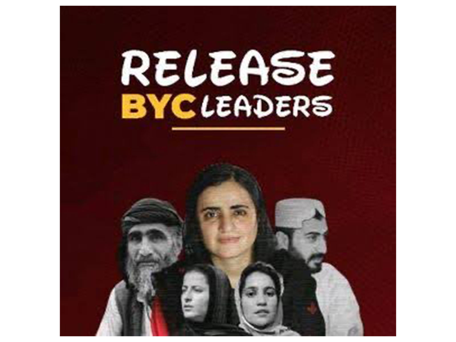 Poster demanding the release of Baloch Yakjehti Committee (BYC) leaders. (Photo: X/@SammiBaluch)