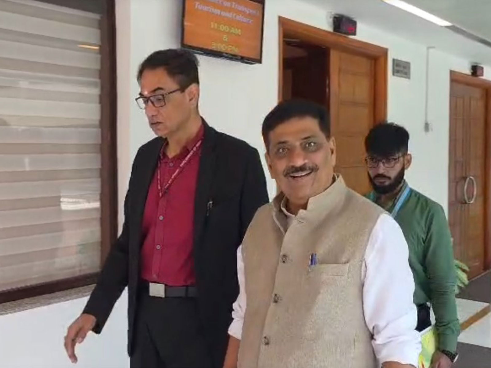 Parliamentary Standing Committee on Transport, Tourism and Culture Chairperson Sanjay Kumar Jha heads committee meeting (Photo/ANI)