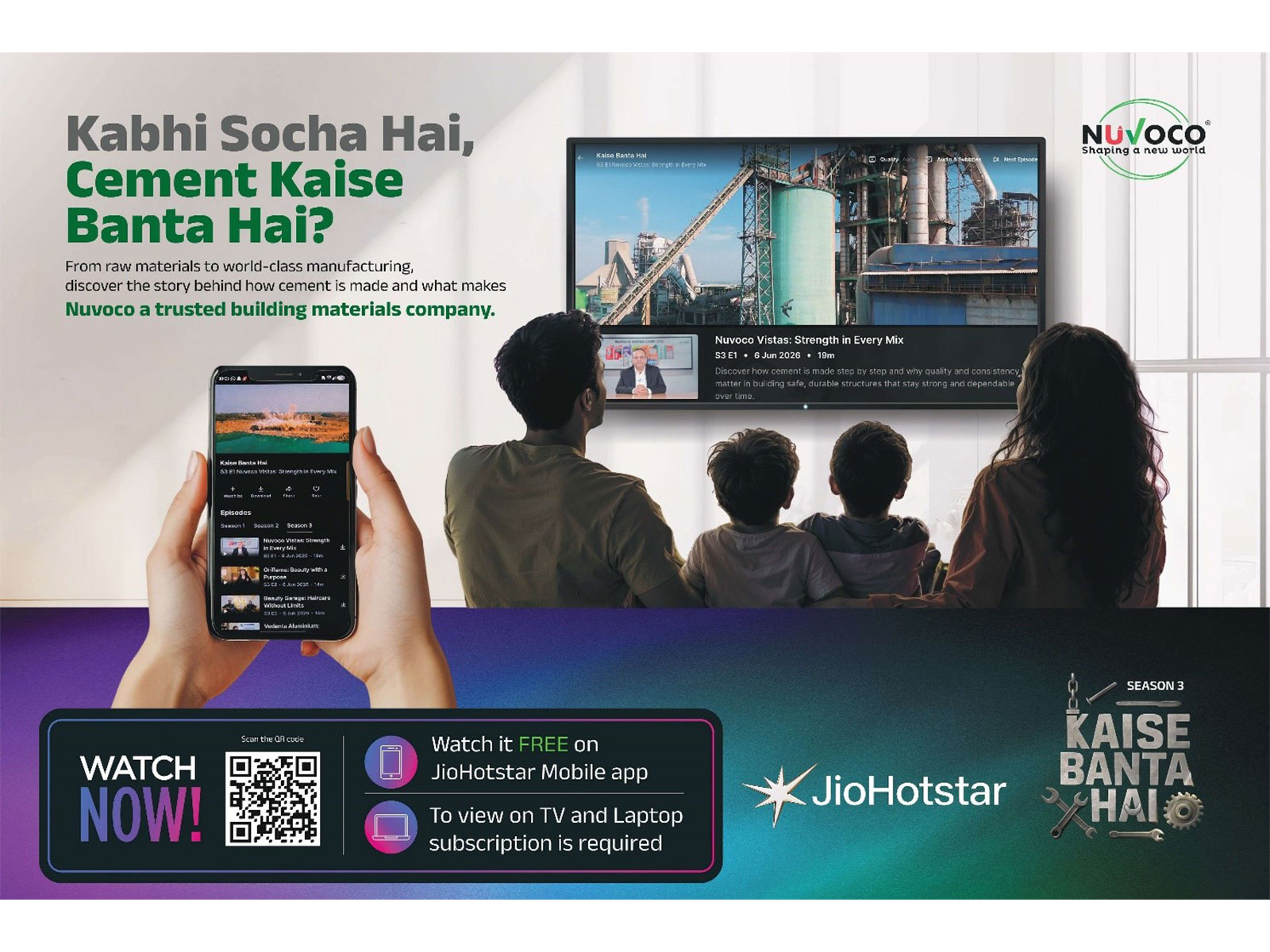 Nuvoco Features on JioHotstar's Kaise Banta Hai, Showcasing the Technology and Expertise Behind Cement 