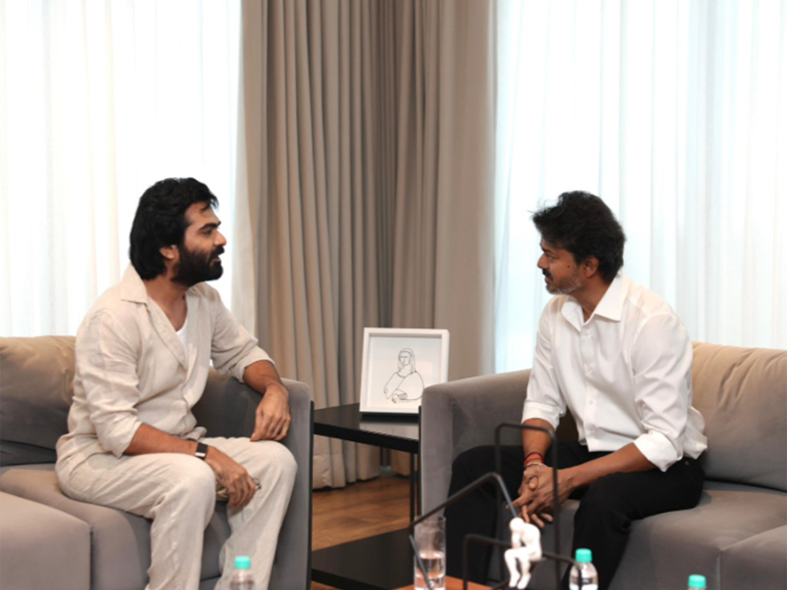 Actor Silambarasan with Tamil Nadu CM Vijay (Photo/X@SilambarasanTR_)