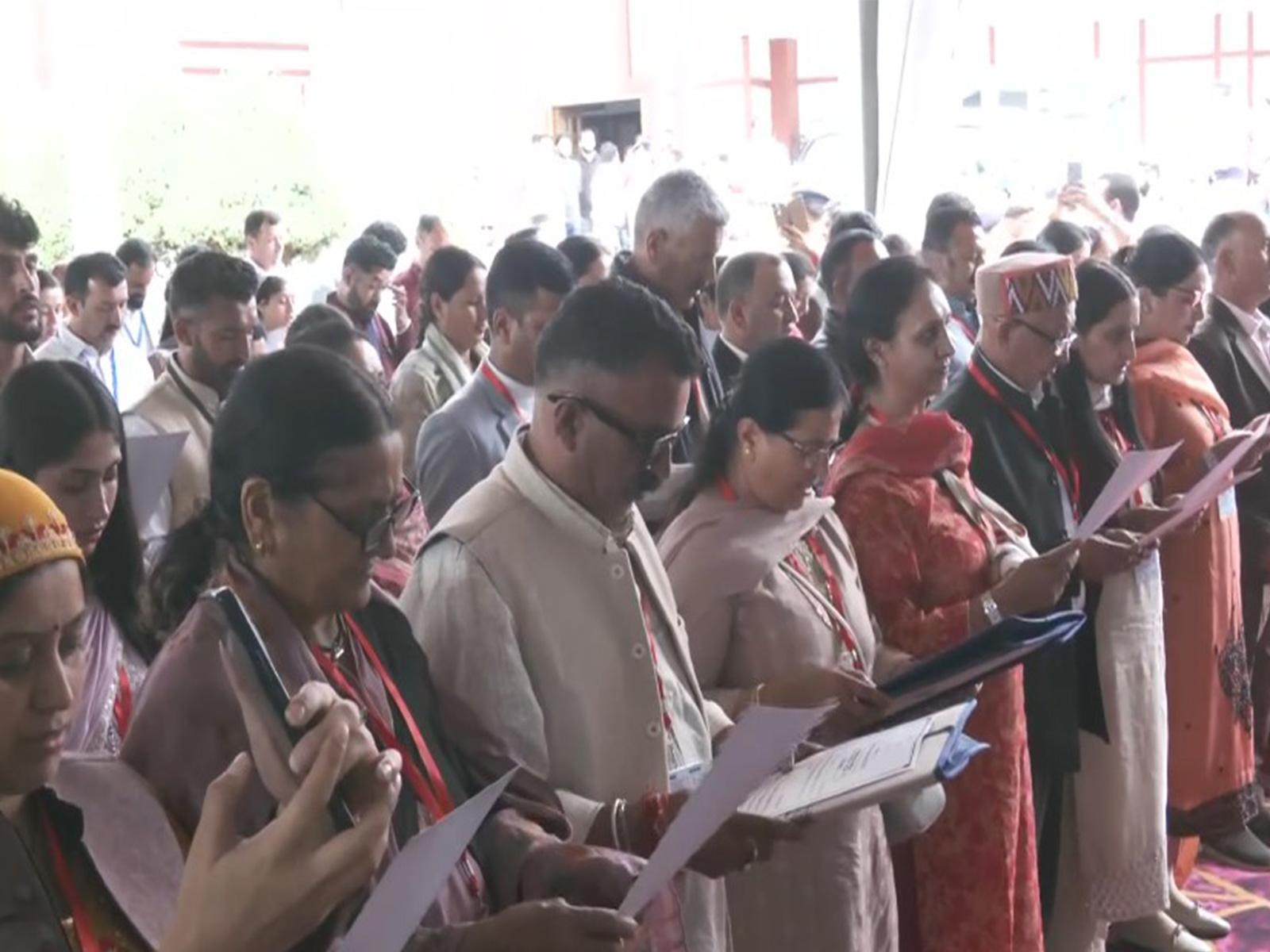 Panchayat pradhans during oath ceremony (Photo/ANI)