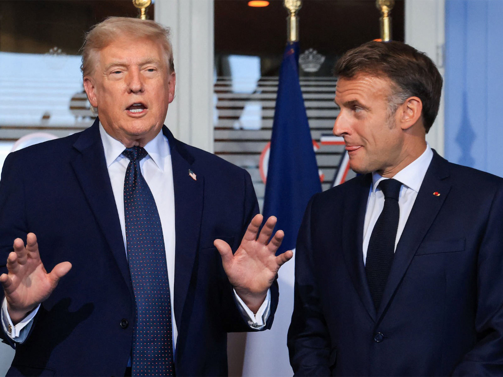 US President Donald Trump and French President Emmanuel Macron during bilateral talks (Photo/Reuters)