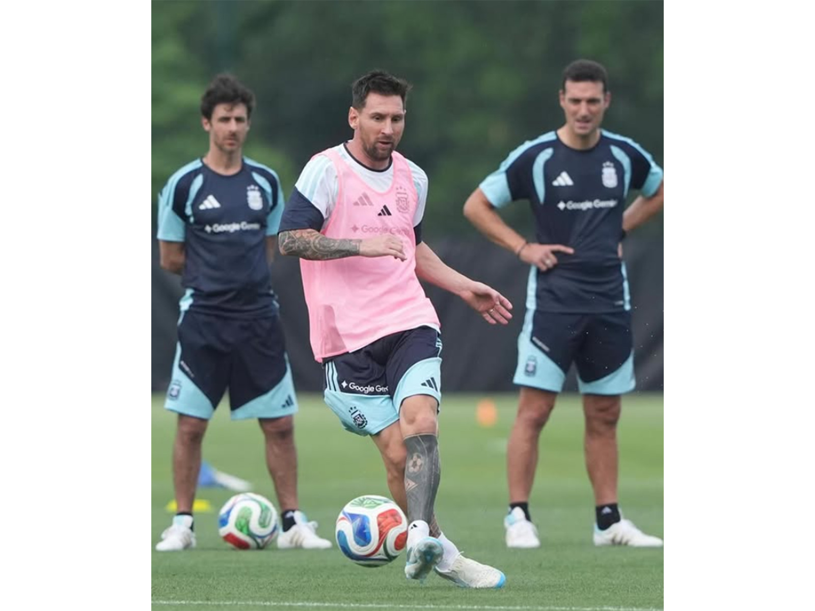 Lionel Messi training with the team. (Photo: @afaseleccionen Instagram)