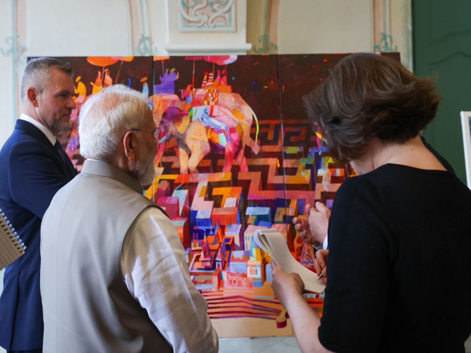 Prime Minister Narendra Modi at exhibition centred on Varanasi in Slovakia (Photo: X@narendramodi)