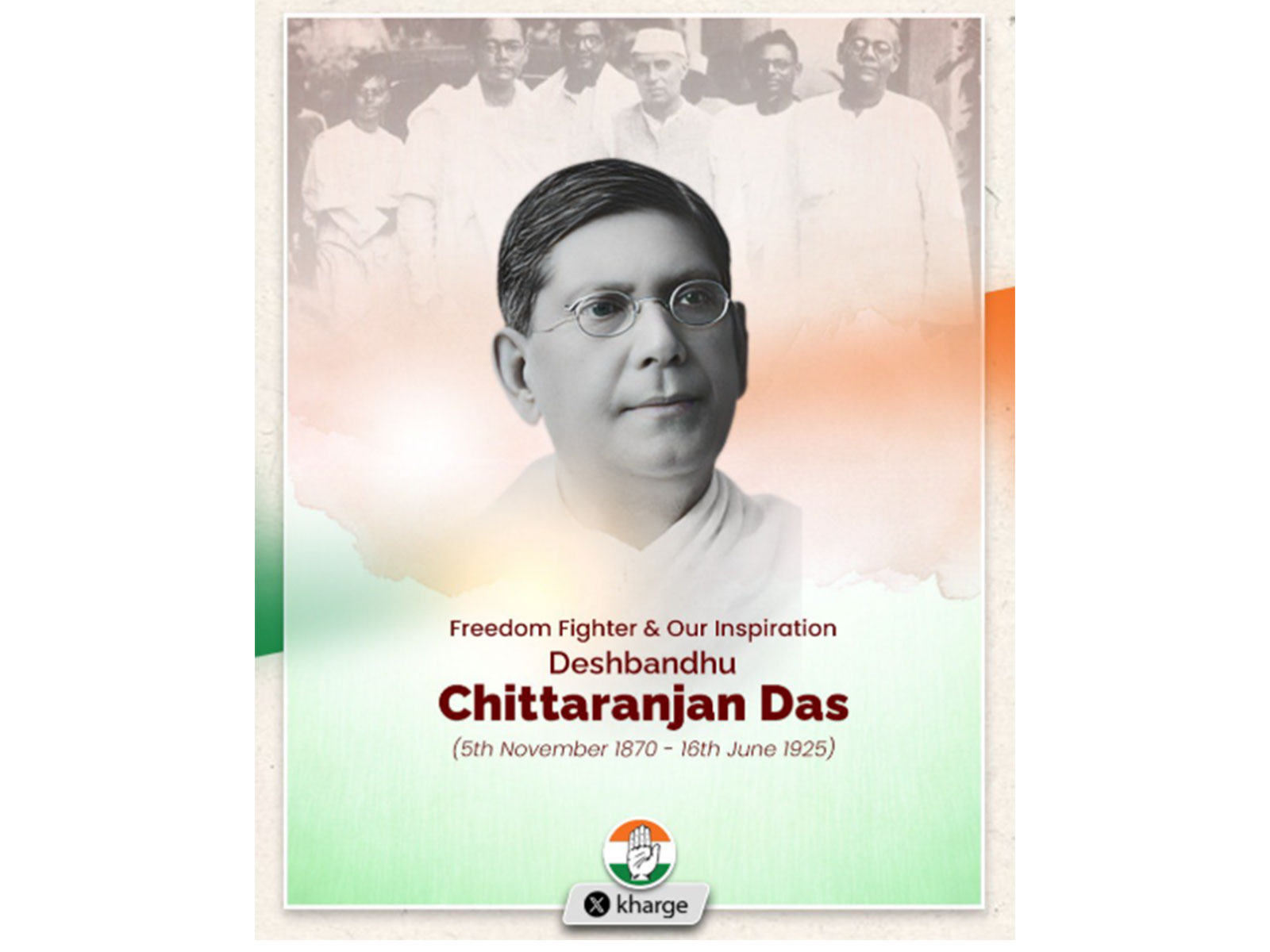  Chittaranjan Das, Former Congress President, (Photo/X/@kharge)