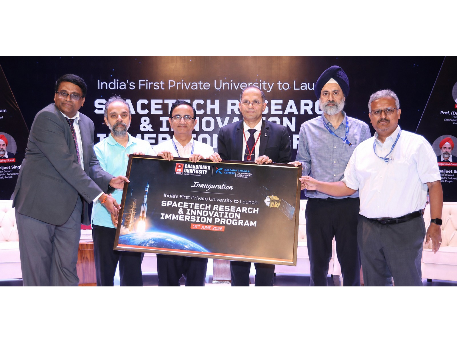 Chandigarh University Officials along with ISRO, IIST Scientists during the launch of Space Technology & Research Program 2026