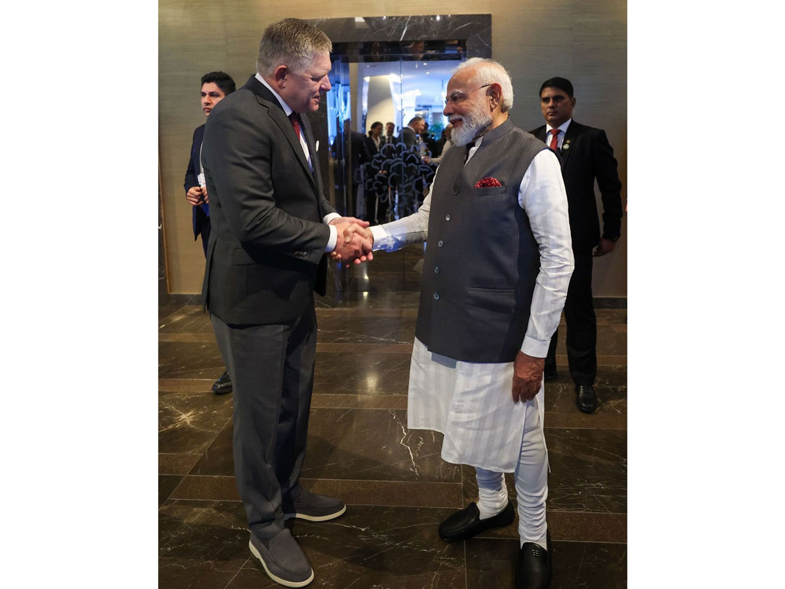 PM Modi being seen off by Slovak PM Robert Fico after successful visit to Slovakia (Photo/X@narendramodi)