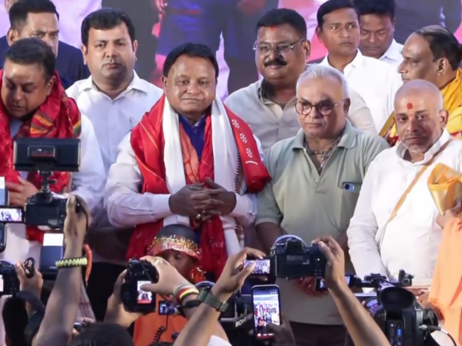 CM Mohan Charan Majhi being facilitated (Photo/ANI)