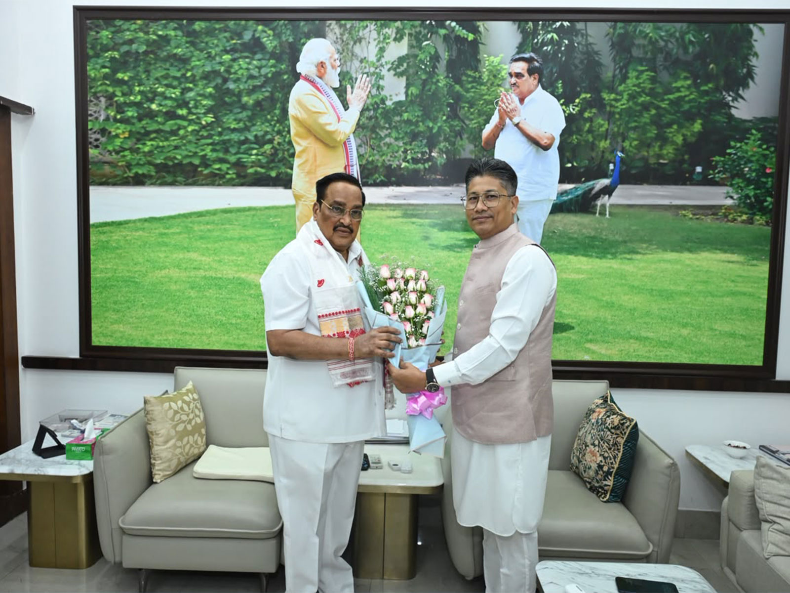 Assam Minister Pijush Hazarika and Union Ministers CR Patil (Photo/ANI)