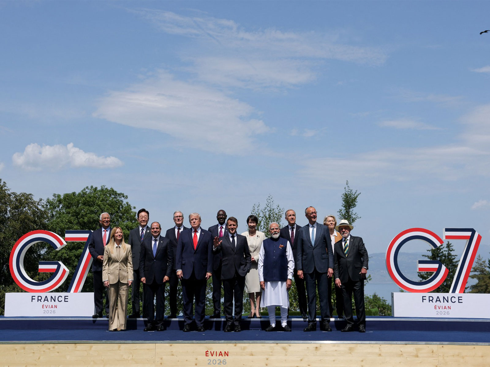 Prime Minister Narendra Modi joins global leaders for the traditional group photograph at the 52nd G7 Summit in Évian-les-Bains, France. (Photo/Reuters)