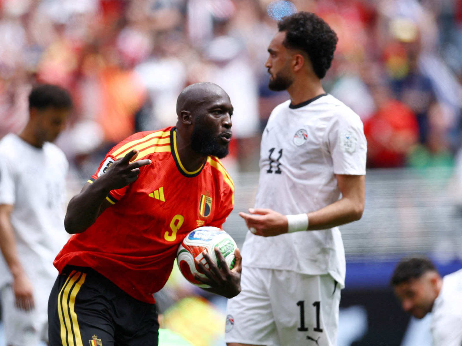 Belgium's Romelu Lukaku celebrates after Egypt's Mohamed Hany scored an own goal (Photo: Reuters)