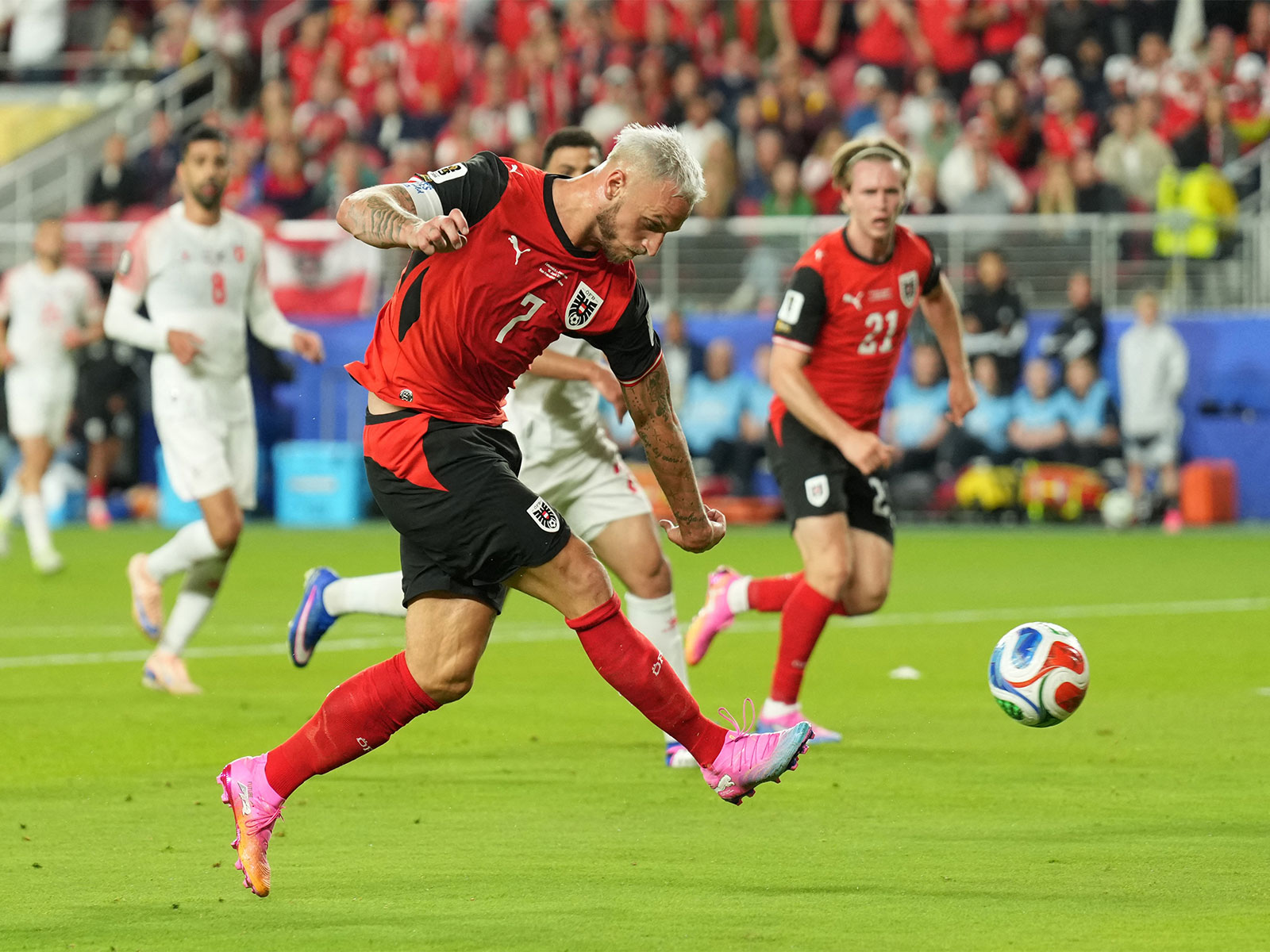 Austria's Marko Arnautovic in action. (Photo: IMAGN IMAGES via Reuters)