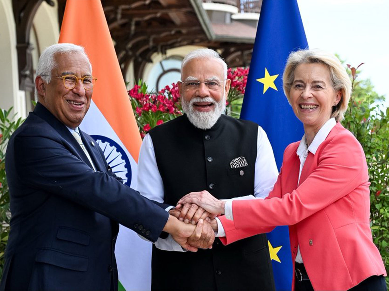 Prime Minister Narendra Modi meets European Council President Antonio Costa and European Commission President Ursula von der Leyen on the sidelines of the G7 Summit in Évian, France. (Photo: X/@vonderleyen)