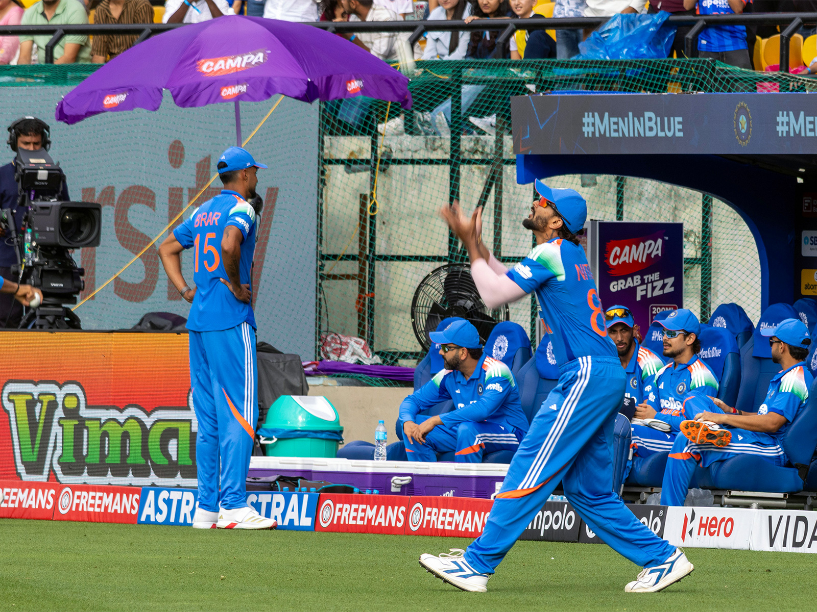 Nitish Kumar Reddy (attempting a catch) in action (Photo: ANI)