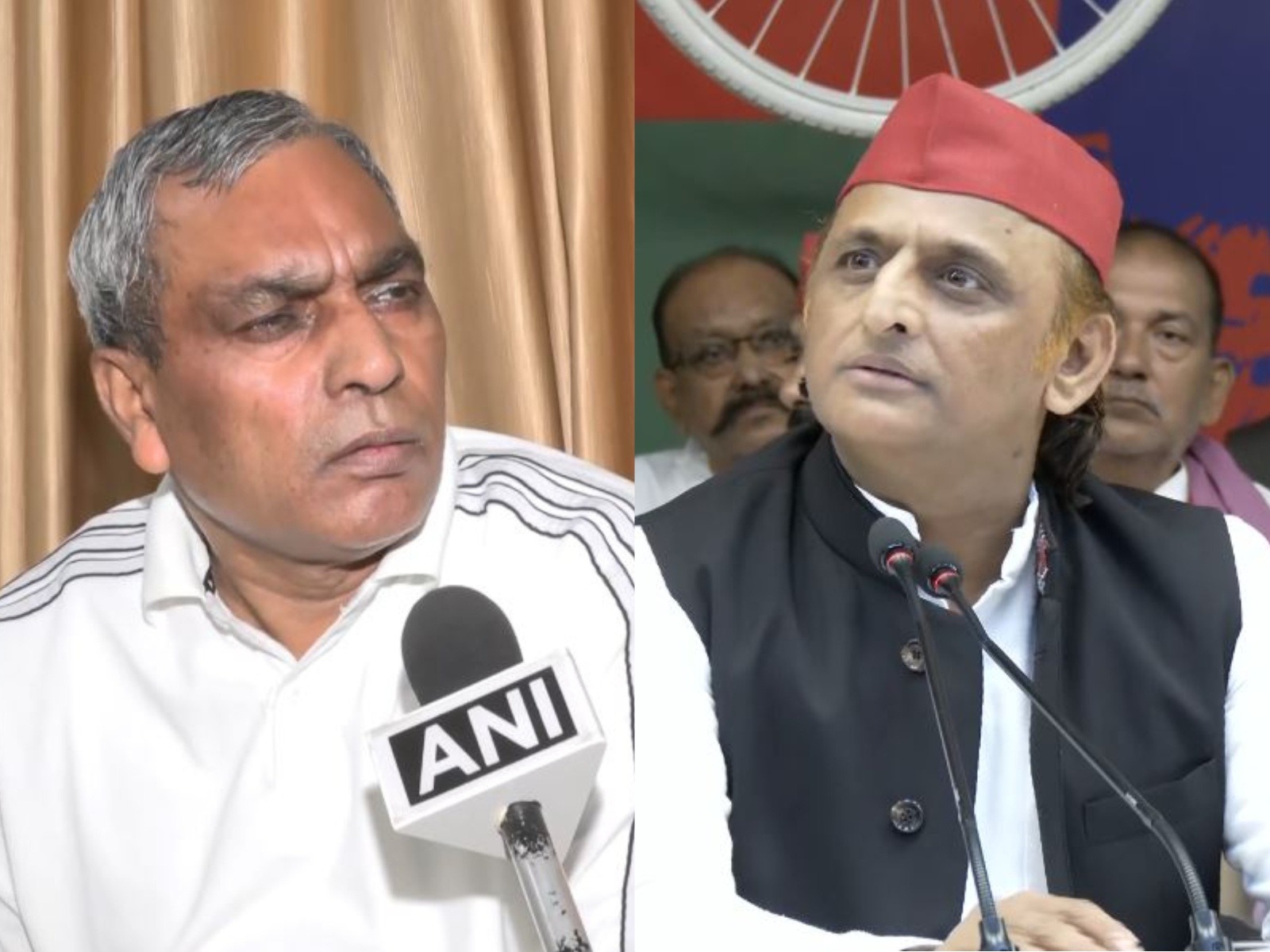 SBSP chief Om Prakash Rajbhar and SP chief Akhilesh Yadav (Photo/ANI)