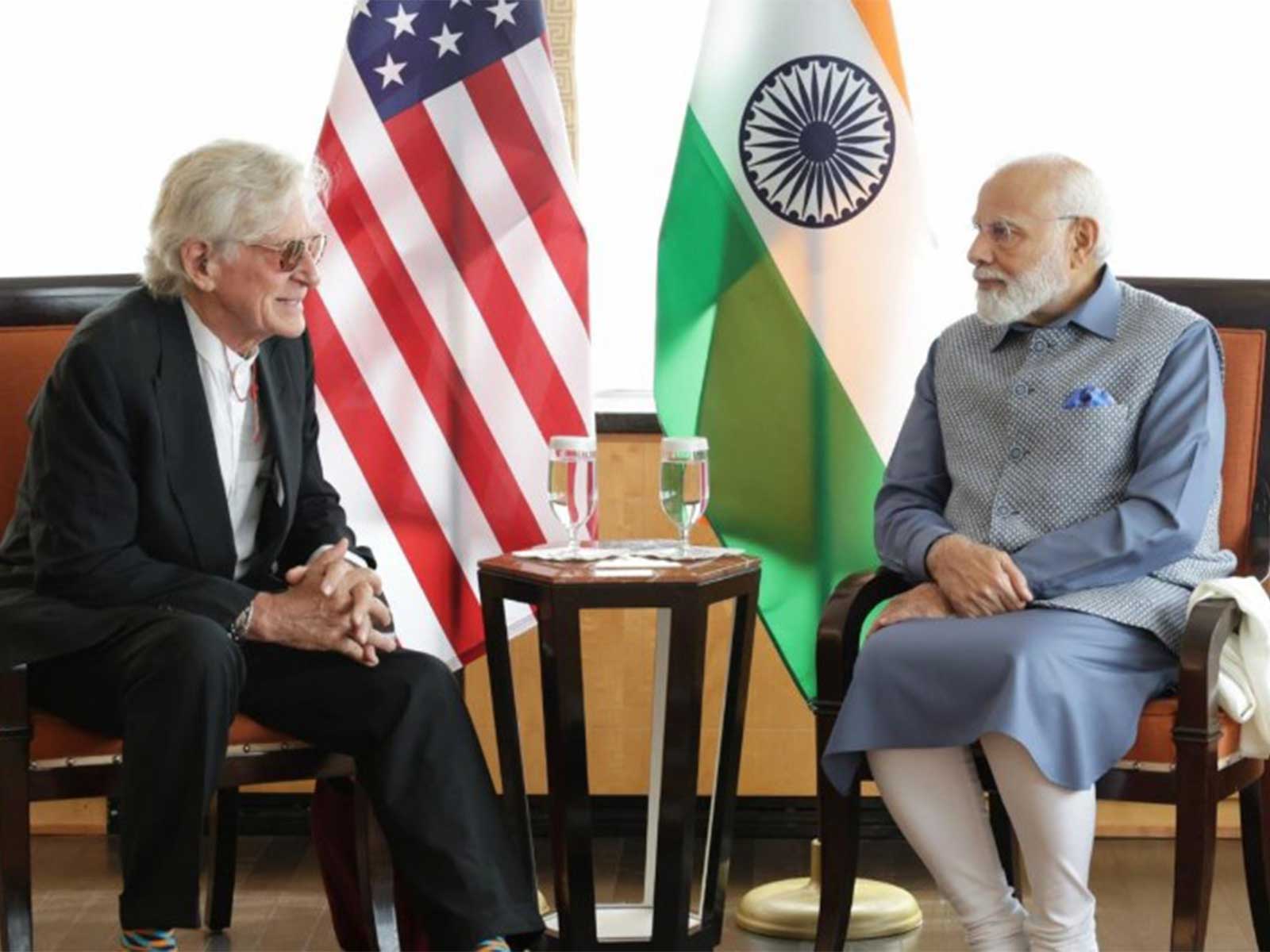 PM Narendra Modi with Buddhist scholar Robert AF Thurman (Photo/@narendramodi)