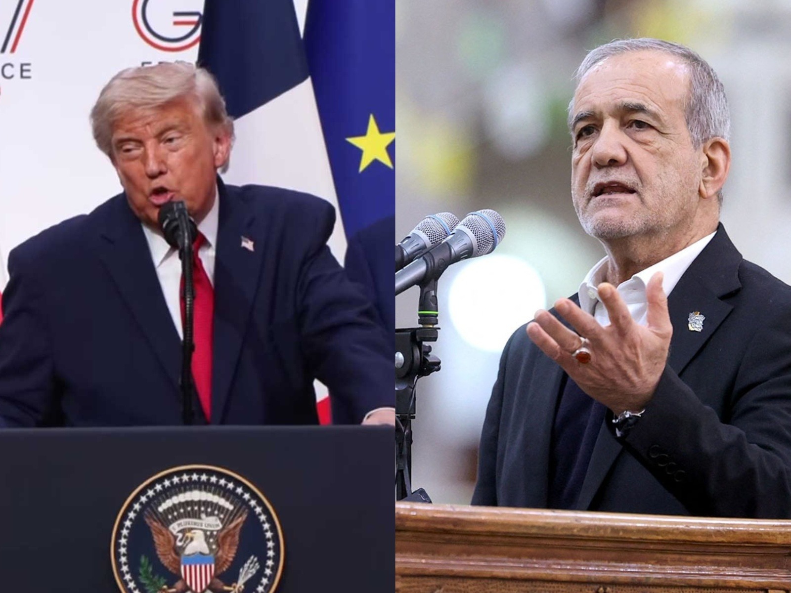 US President Donald Trump and Iranian President Masoud Pezeshkian (File photo/@WhiteHouse/Reuters)