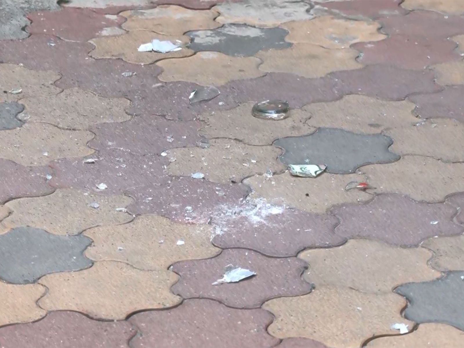 Pieces of bottles found inside the RSS office premises in Ranchi (Photo/ANI)