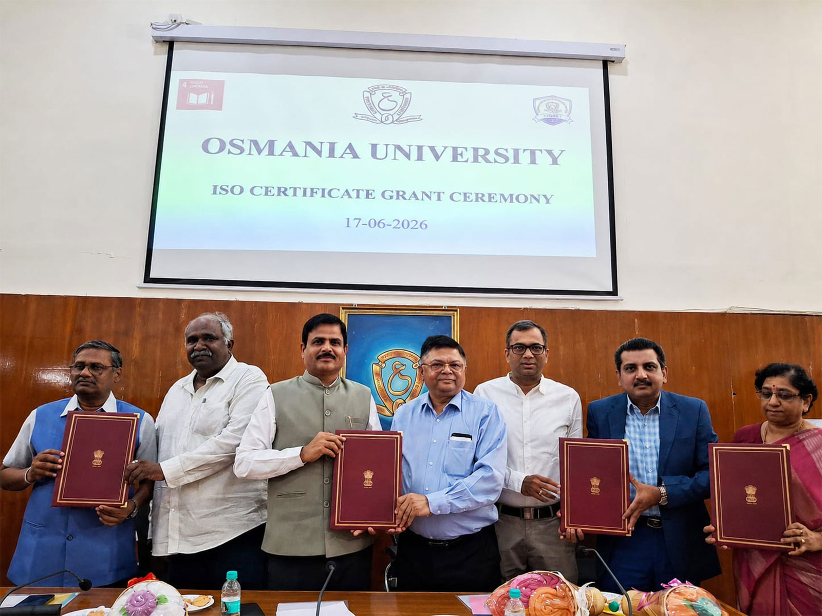 ISO certifications being granted to Osmania University, Telangana, (Photo/ANI)