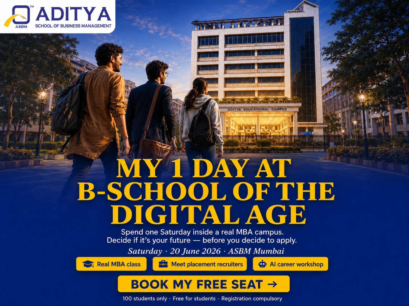 ASBM Mumbai to Host "My 1 Day at B-School of the Digital Age" for Aspiring MBA Students on June 20, 2026