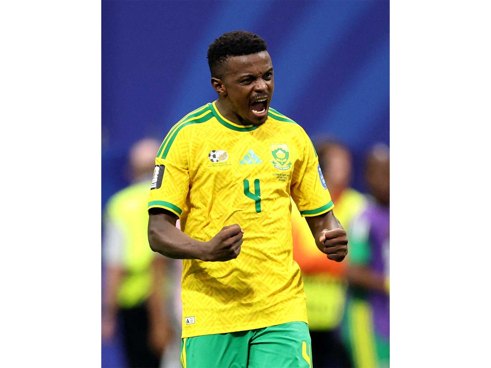 South Africa's Teboho Mokoena celebrates scoring their first goal (Photo/Reuters)