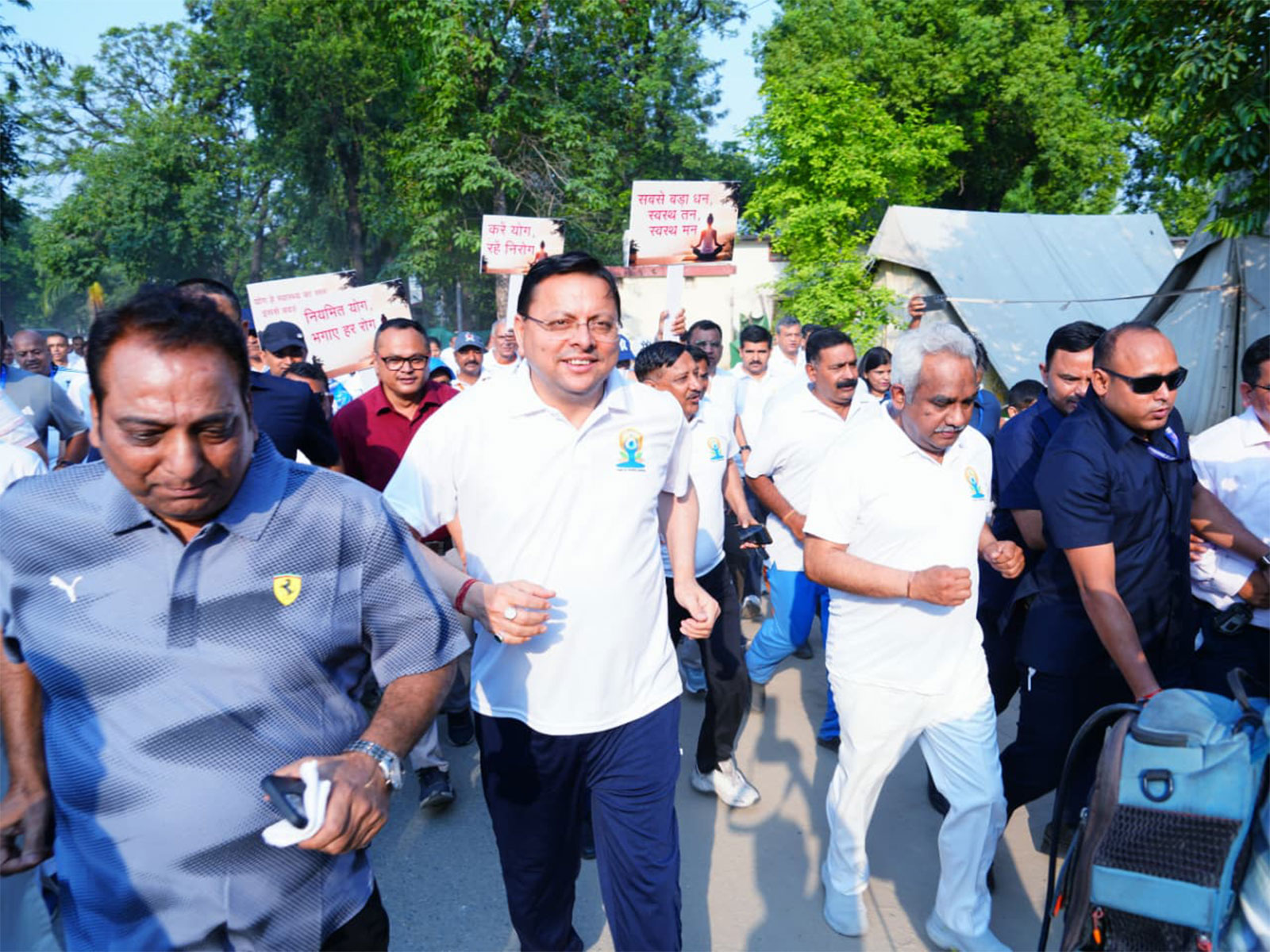 Uttarakhand Chief Minister Pushkar Singh Dhami participated in the "Run for Yoga" event (Photo/ANI)