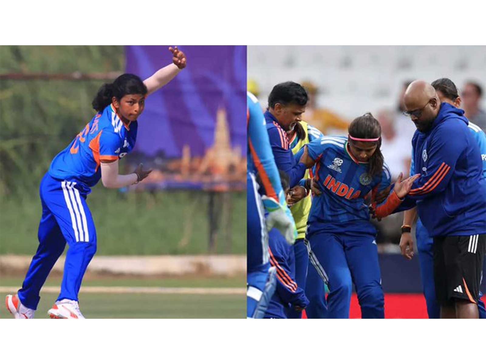 Prema Rawat (L) and injured Shreyanka Patil (R). (Photo: X/@BCCIWomen)