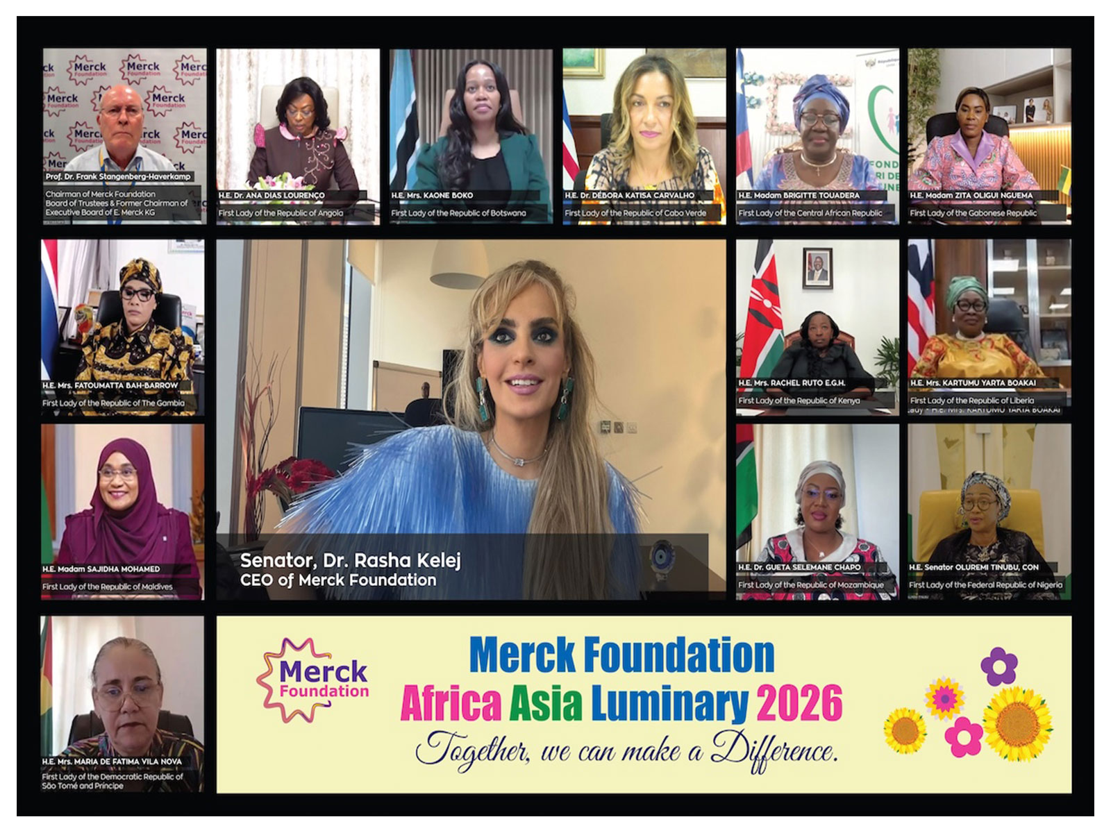 Merck Foundation Chairman and CEO together with First Ladies of African and Asian countries during the 13th Merck Foundation Africa Asia Luminary